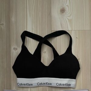 Calvin Klein Black and White Push Up Racerback Sports Bra Bralette